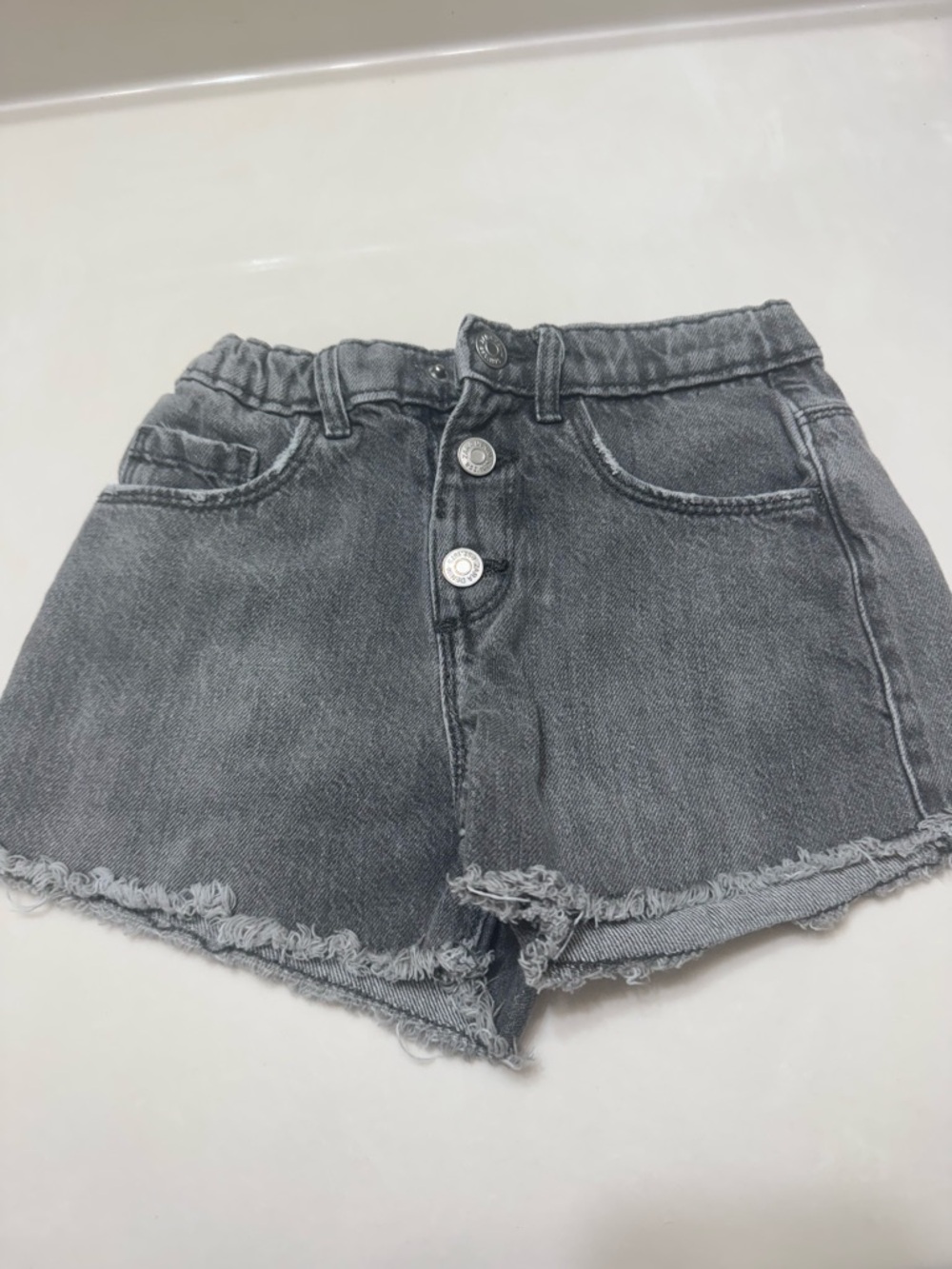 Zara Kids Gray Elastic-Waist Denim Shorts